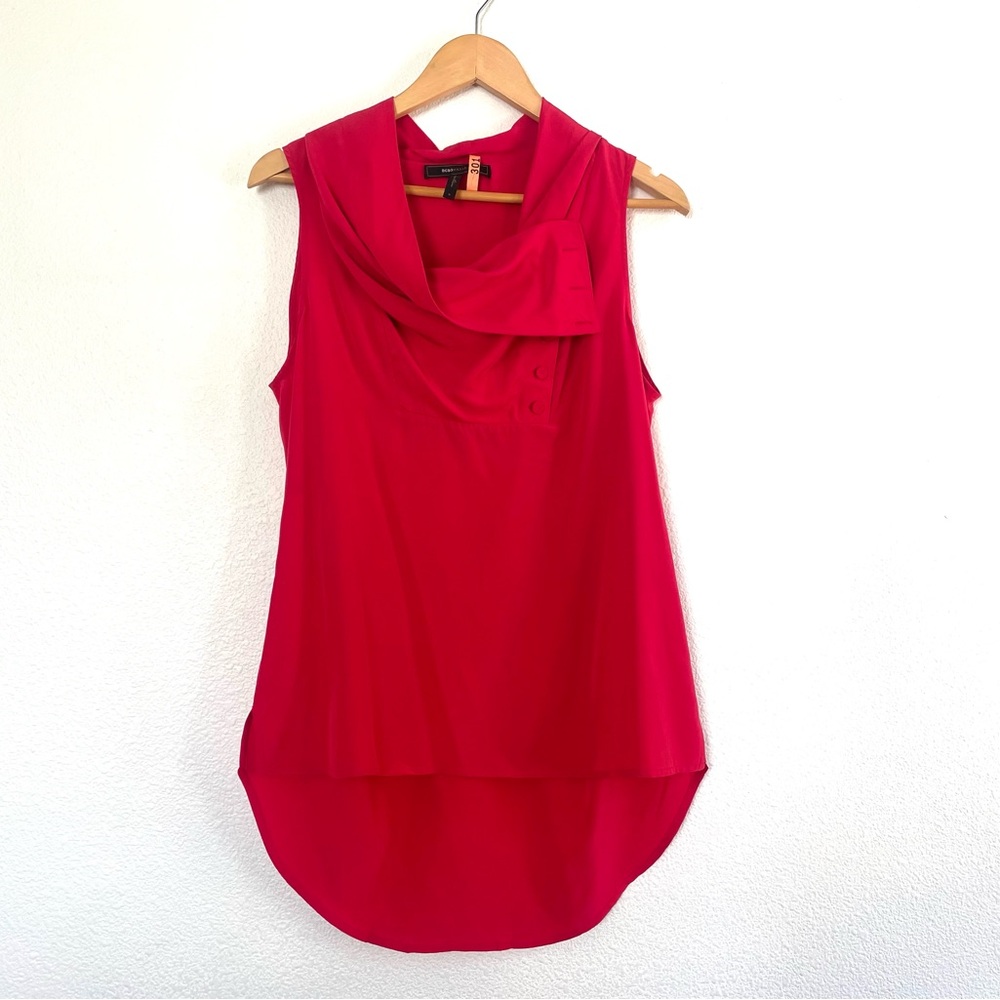 Unique BCBG sleeveless chef button style top in brilliant pink